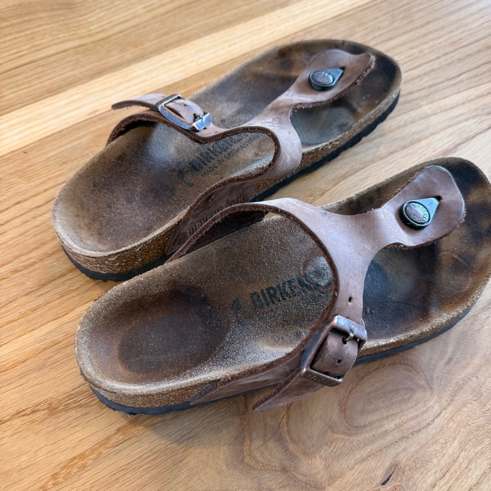 Birkenstock Brown Suede Footbed Sandals